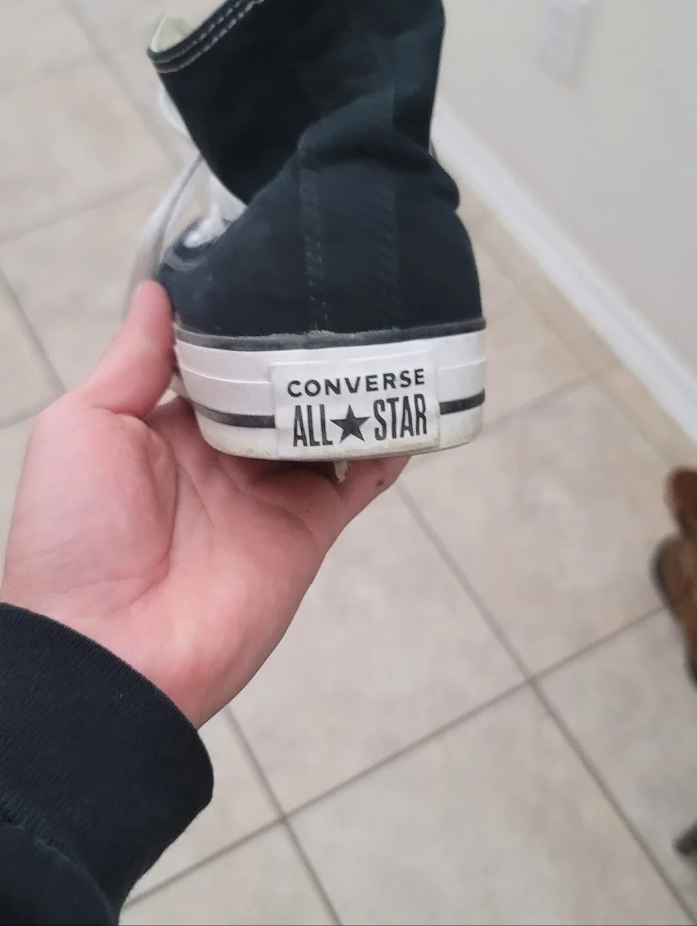 Classic Black Canvas High-Top Sneaker with White Toe - Picture 3 of 9